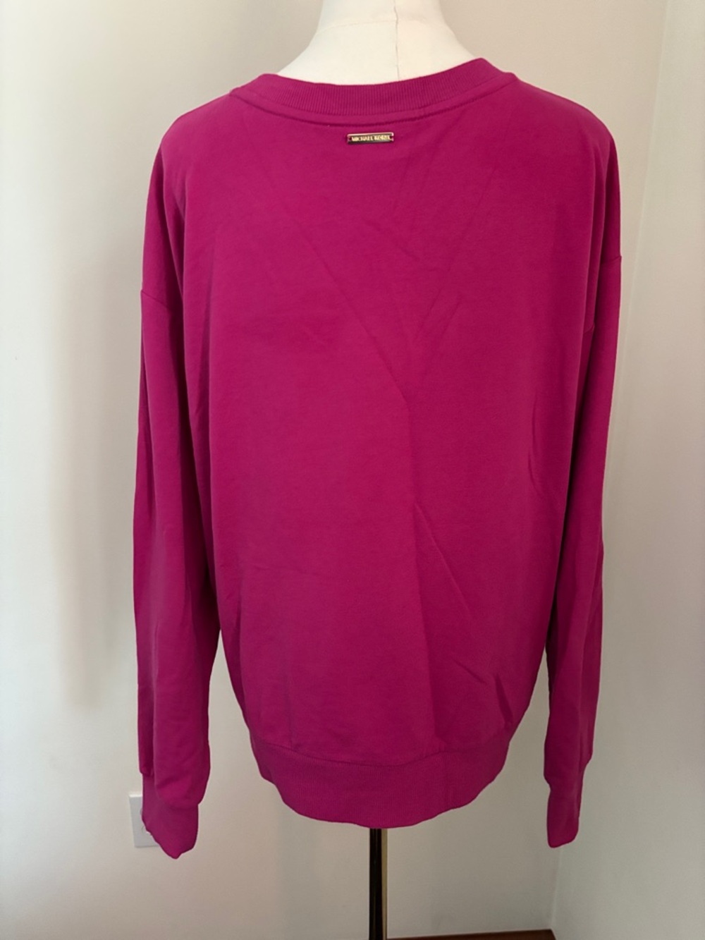 Michael Kors Hot Pink Sweatshirt with Gold MK Logo - Picture 4 of 6